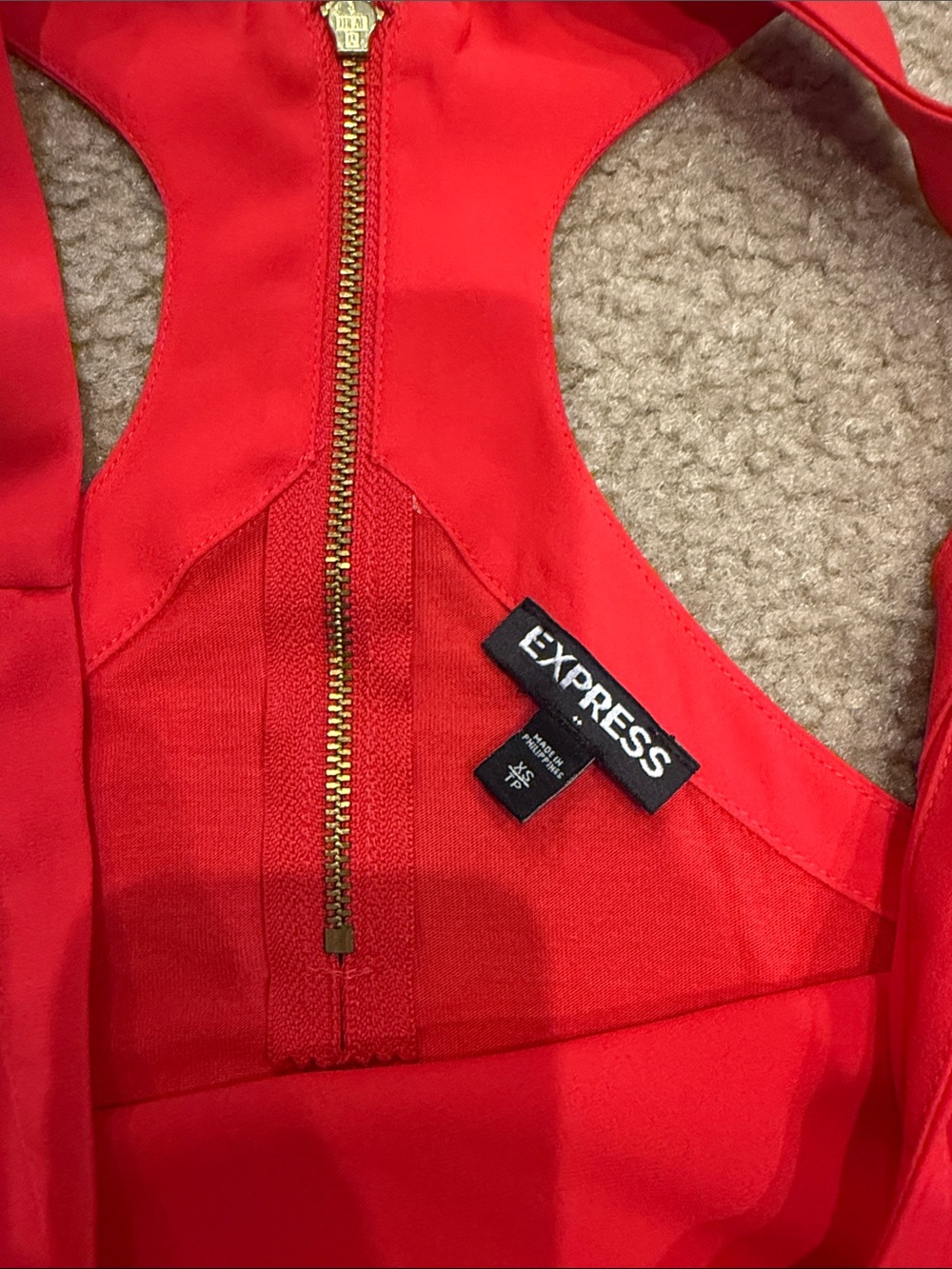 Express Red Racerback Tank with Back Zipper - Picture 2 of 3